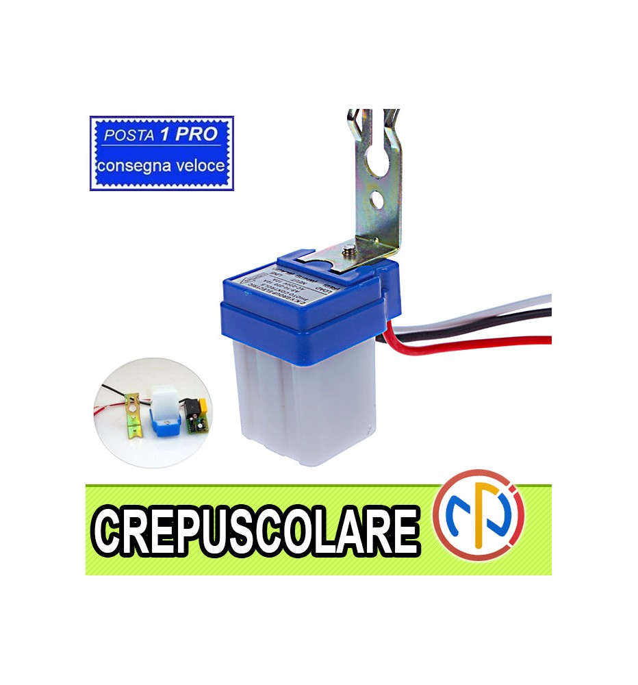 Sensore Crepuscolare 220V con staffa fissaggio